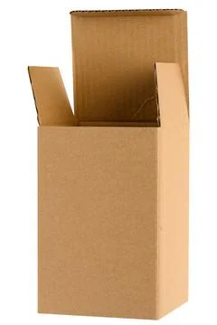 Rectangular empty corrugated cardboard box Stock Photos
