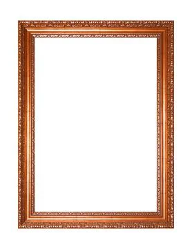 Rectangular empty wooden and copper or bronze gilded ornamental frame 写真素材