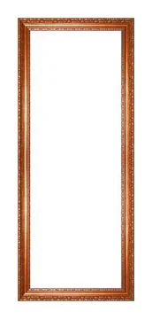 Rectangular empty wooden and copper or bronze gilded ornamental frame 写真素材