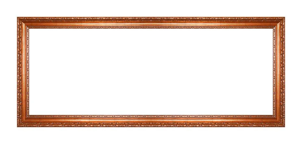Rectangular empty wooden and copper or bronze gilded ornamental frame Foto stock