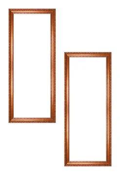 Rectangular empty wooden and copper or bronze gilded ornamental two frame Stock Photos