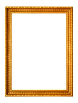Rectangular empty wooden and gold gilded frame Stock Photos