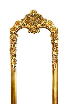Rectangular empty wooden and gold gilded ornamental frame 库存照片