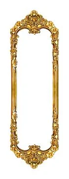 Rectangular empty wooden and gold gilded ornamental frame Foto stock