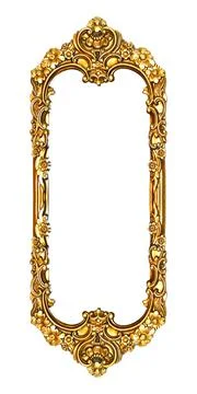 Rectangular empty wooden and gold gilded ornamental frame Stock Photos