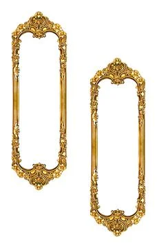 Rectangular empty wooden and gold gilded ornamental two frame Stock Photos