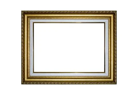 Rectangular empty wooden and gold gilded ornamental frame Foto stock