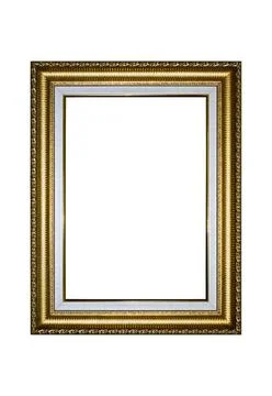 Rectangular empty wooden and gold gilded ornamental frame Stock Photos