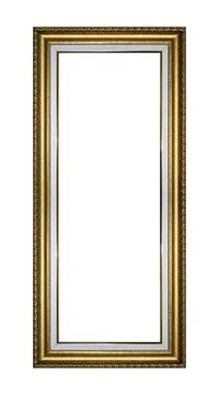 Rectangular empty wooden and gold gilded ornamental frame 写真素材