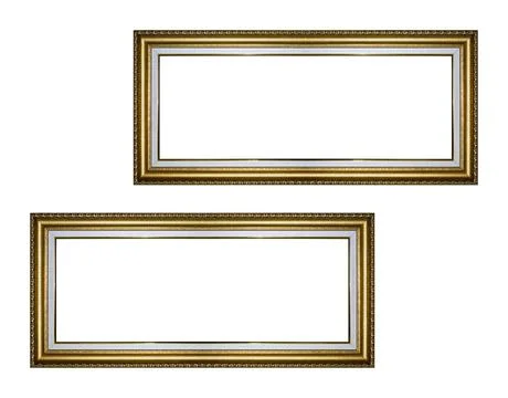 Rectangular empty wooden and gold gilded ornamental two frame Foto stock