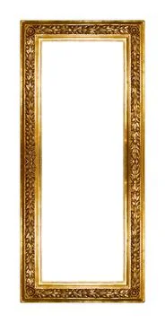 Rectangular empty wooden and gold gilded ornamental frame 写真素材