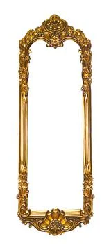 Rectangular empty wooden and gold gilded ornamental frame Foto stock