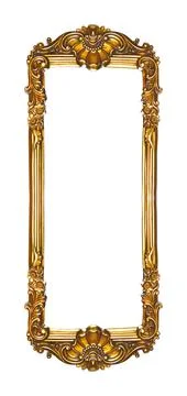 Rectangular empty wooden and gold gilded ornamental frame 库存照片