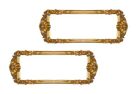 Rectangular empty wooden and gold gilded ornamental two frame Foto stock