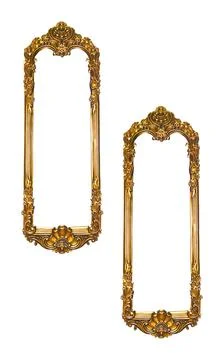 Rectangular empty wooden and gold gilded ornamental two frame 库存照片