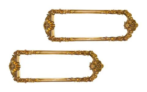 Rectangular empty wooden and gold gilded ornamental two frame Stock Photos
