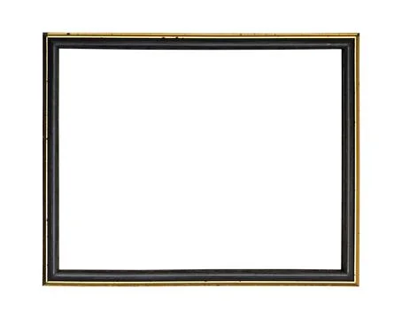 Rectangular empty wooden and gold gilded frame Stock Photos