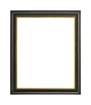 Rectangular empty wooden and gold gilded frame Foto stock