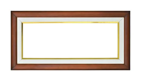 Rectangular empty wooden and gold gilded frame 库存照片