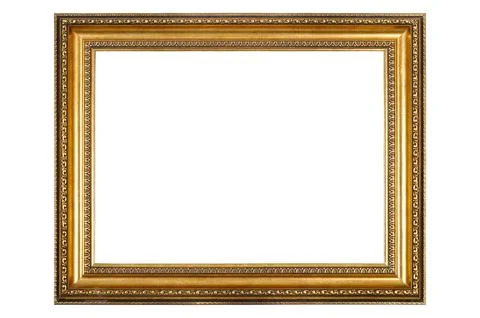 Rectangular empty wooden and gold gilded frame 库存照片