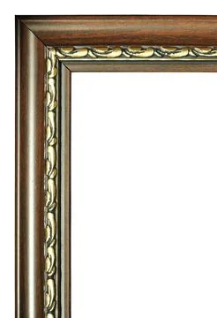 Rectangular empty wooden and gold gilded frame Foto stock