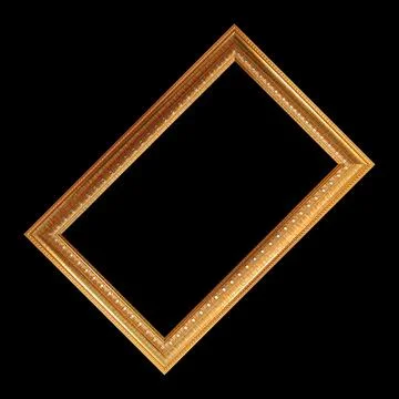 Rectangular empty wooden and gold gilded frame 库存照片
