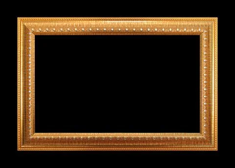 Rectangular empty wooden and gold gilded frame Foto stock
