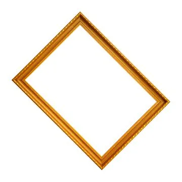 Rectangular empty wooden and gold gilded frame 库存照片