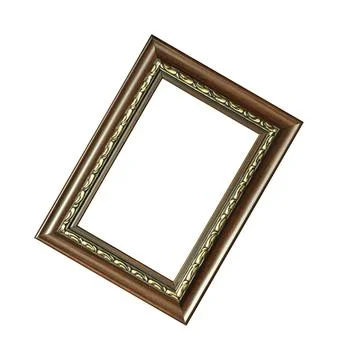 Rectangular empty wooden and gold gilded frame Foto stock