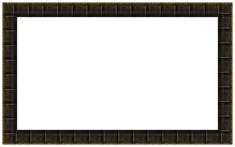 Rectangular empty wooden and gold gilded ornamental frame 库存照片