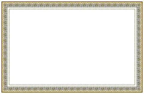 Rectangular empty wooden and gold gilded ornamental frame Stock Photos