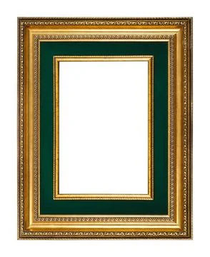 Rectangular empty wooden and gold gilded ornamental frame Foto stock