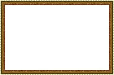 Rectangular empty wooden and gold gilded ornamental frame Stock Photos