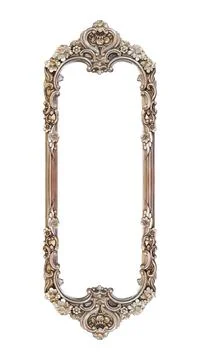 Rectangular empty wooden and silver gilded frame Stock Photos