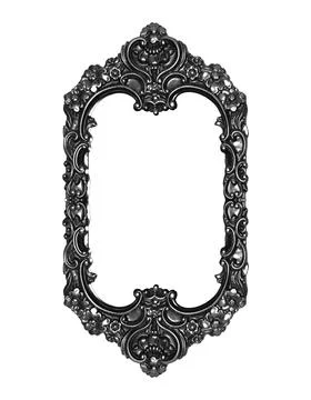 Rectangular empty wooden black and white silver gilded ornamental frame Stock Photos