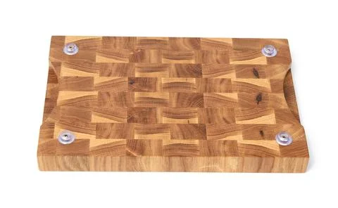 Rectangular empty wooden brown chopping board isolated on white background Stock Photos