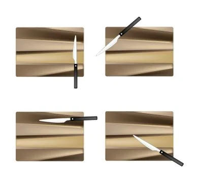 Rectangular Empty Wooden Cutting Boards with Knives Stock Illustration