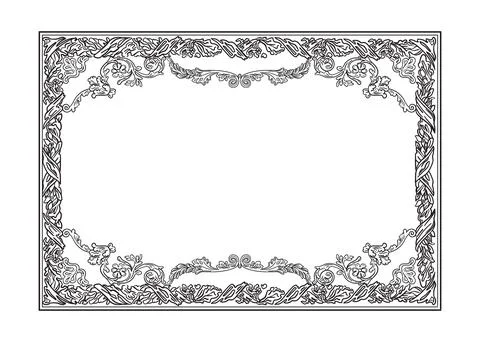 Rectangular engraved frame baroque design element vector illustration Stock Illustration
