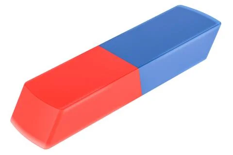 Rectangular Eraser blue and red color, eraser for pens, graphite and colour.. Illustrazione stock