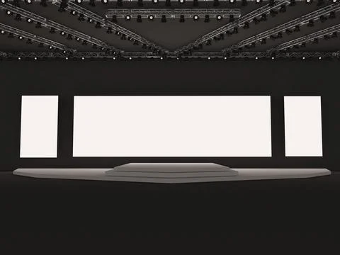 Rectangular event Empty stage front view with rectangular screen Stock Illustration