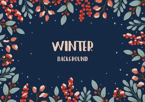 Rectangular festive banner on blue with text Winter background Illustrazione stock
