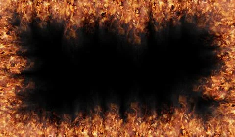 Rectangular Fire Frame with Thick Flames - 3d illustration Illustrazione stock
