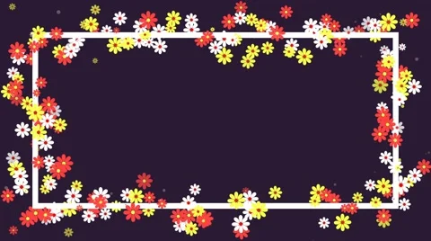 Rectangular floral frame with alpha mask Stock Footage 62896704