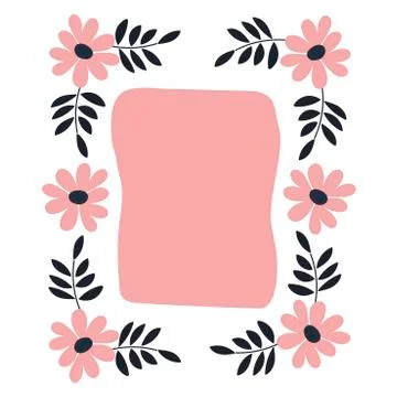 Rectangular floral frame . Vector elegant floral arrangement with blue leaves Stock Illustration