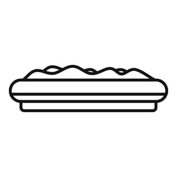 Rectangular flower pot with soil for planting flowers outline icon Stock Illustration