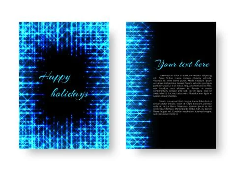 Rectangular flyer with neon light Stock Illustration