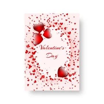 Rectangular flyer with scarlet hearts Illustrazione stock