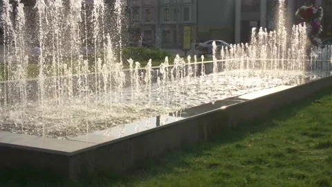 Rectangular Fountain in Kazan Stock Footage 134284444