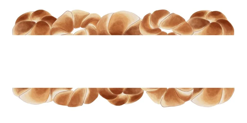 A rectangular frame with baked goods at the top and bottom and space for text Stock Illustration