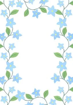 Rectangular frame with blue flowers. Watercolor abstract flowers. Stock Illustration